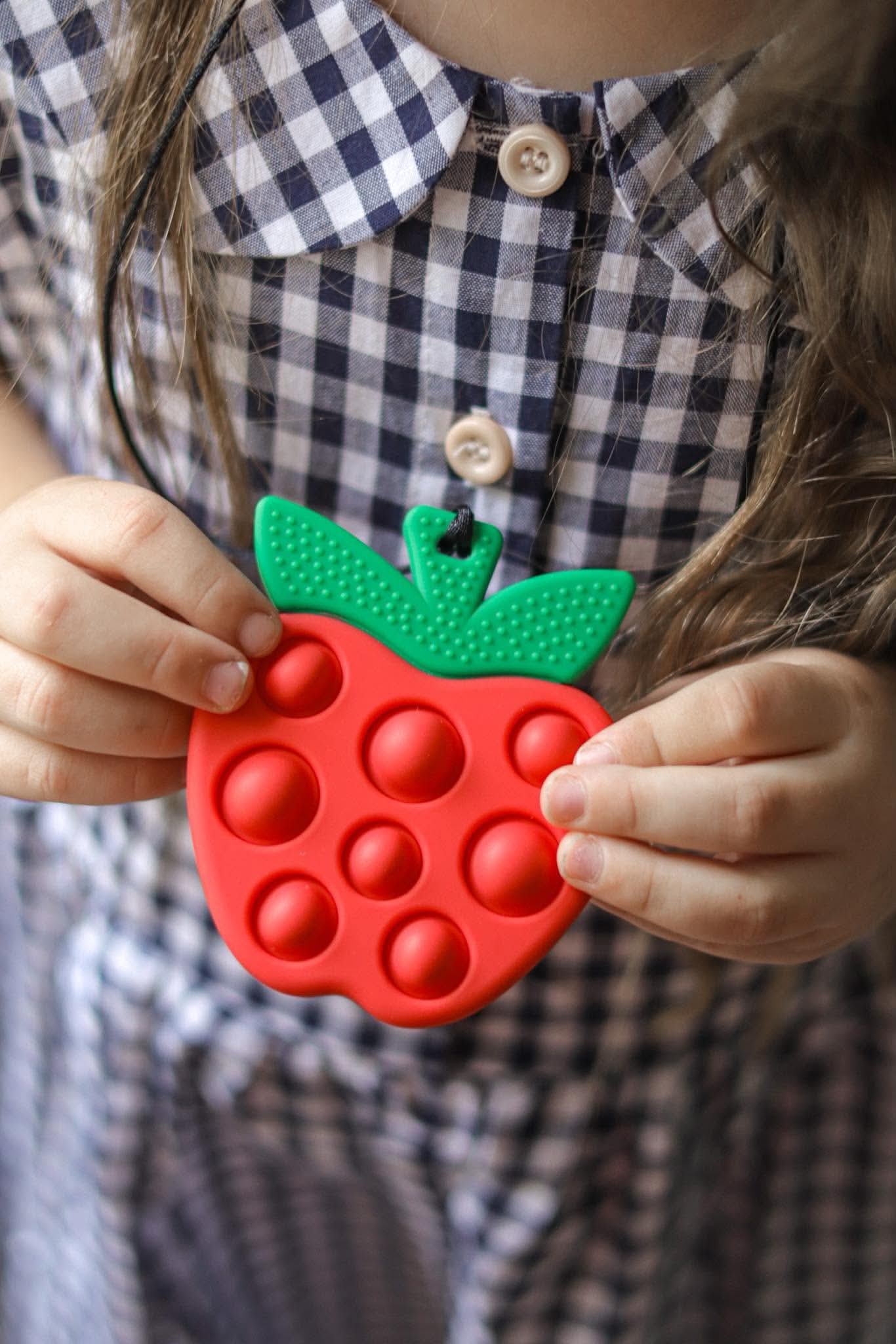 Apple Pop It Sensory Necklace | Silicone Fidget Pendant