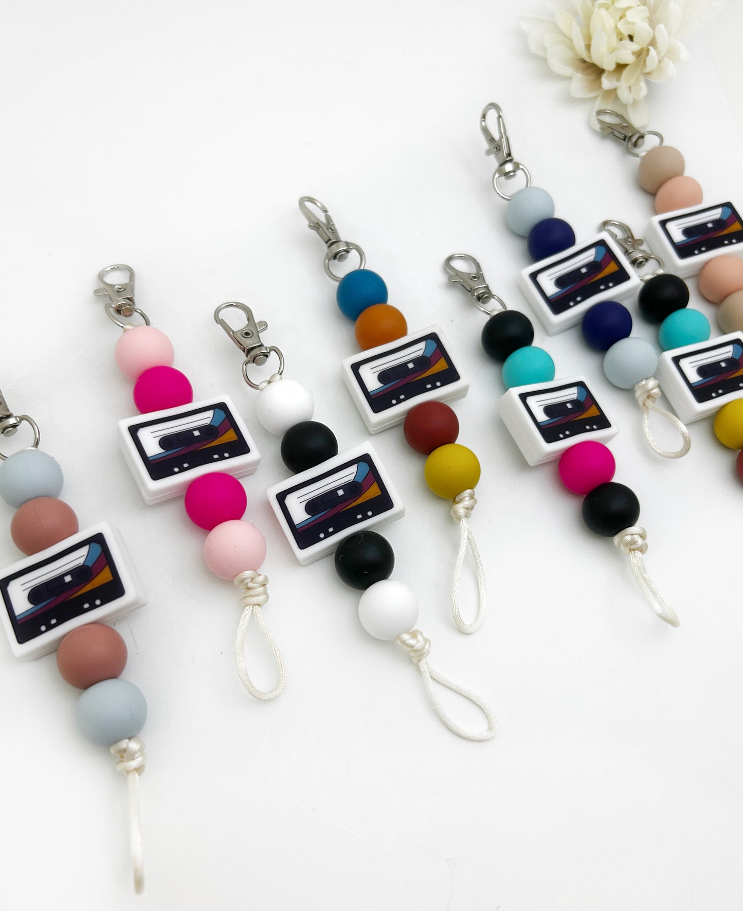 Retro Cassette Sensory Silicone Keychain - Fashionable Bag Charm