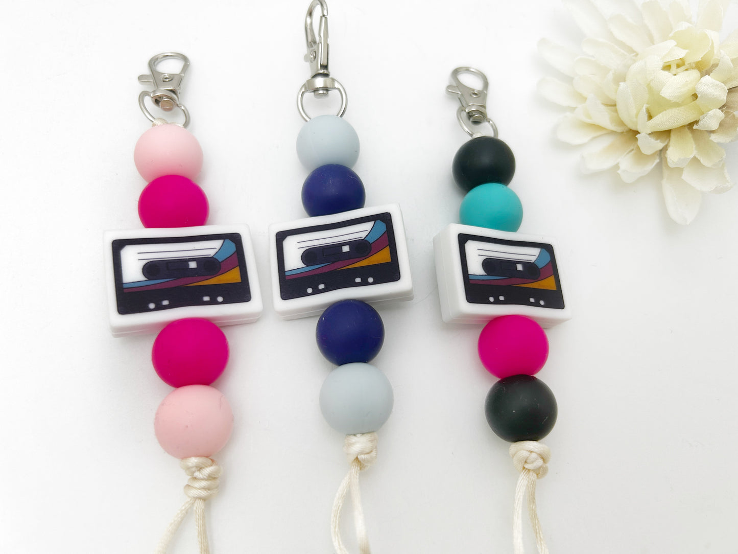 Retro Cassette Sensory Silicone Keychain - Fashionable Bag Charm