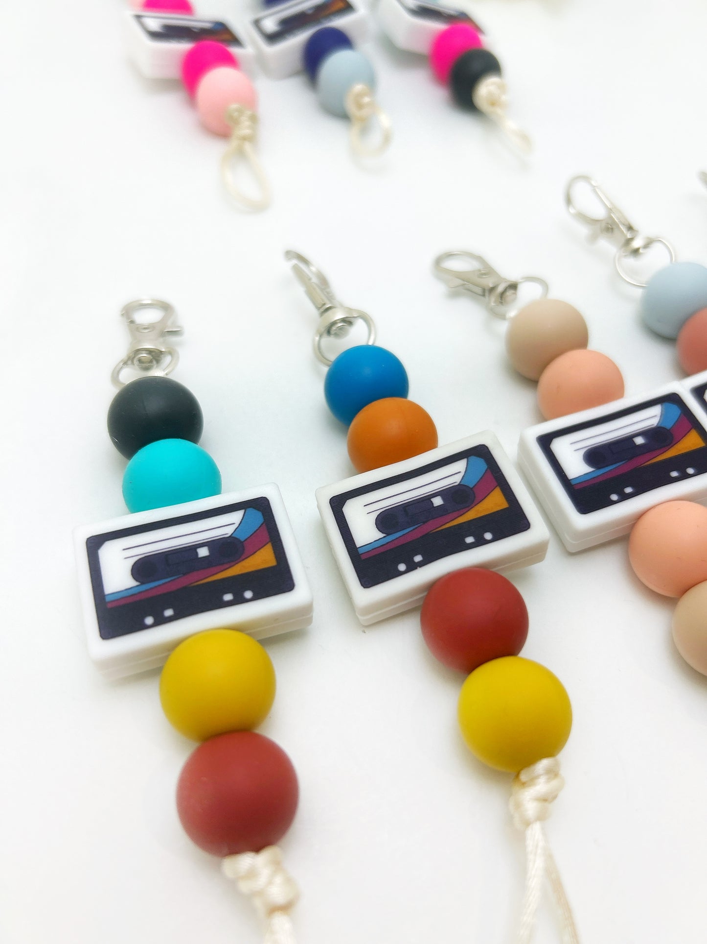 Retro Cassette Sensory Silicone Keychain - Fashionable Bag Charm