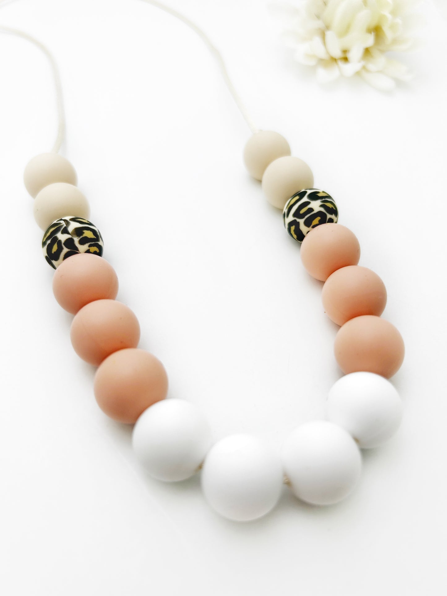 Peach & Cheetah Silicone Teething Necklace for Mom