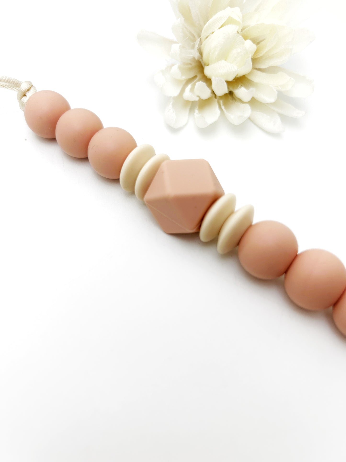 Peach and Beige  Silicone Pacifier Clip for Stylish Babies