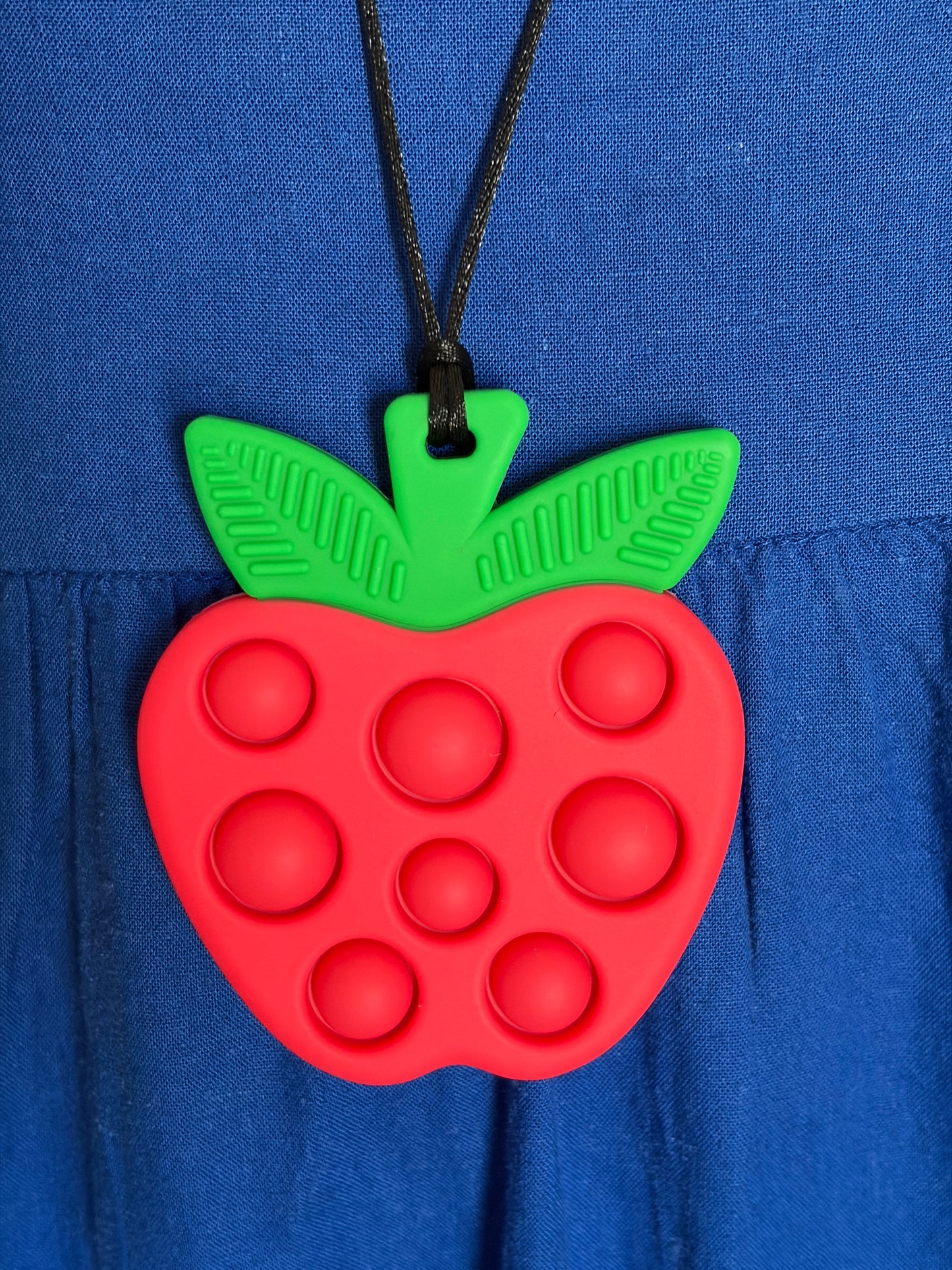Apple Pop It Sensory Necklace | Silicone Fidget Pendant
