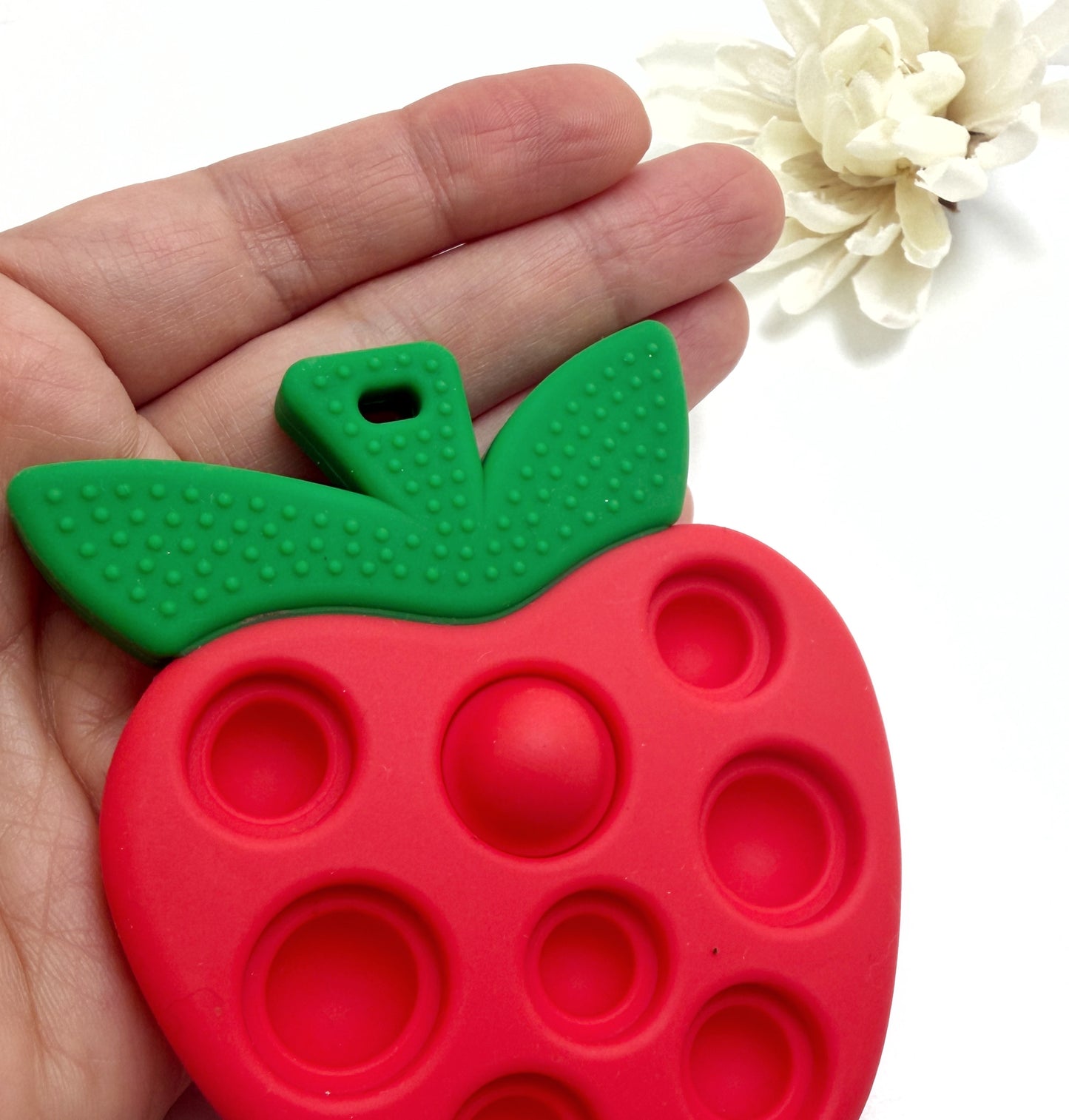 Apple Pop It Sensory Necklace | Silicone Fidget Pendant