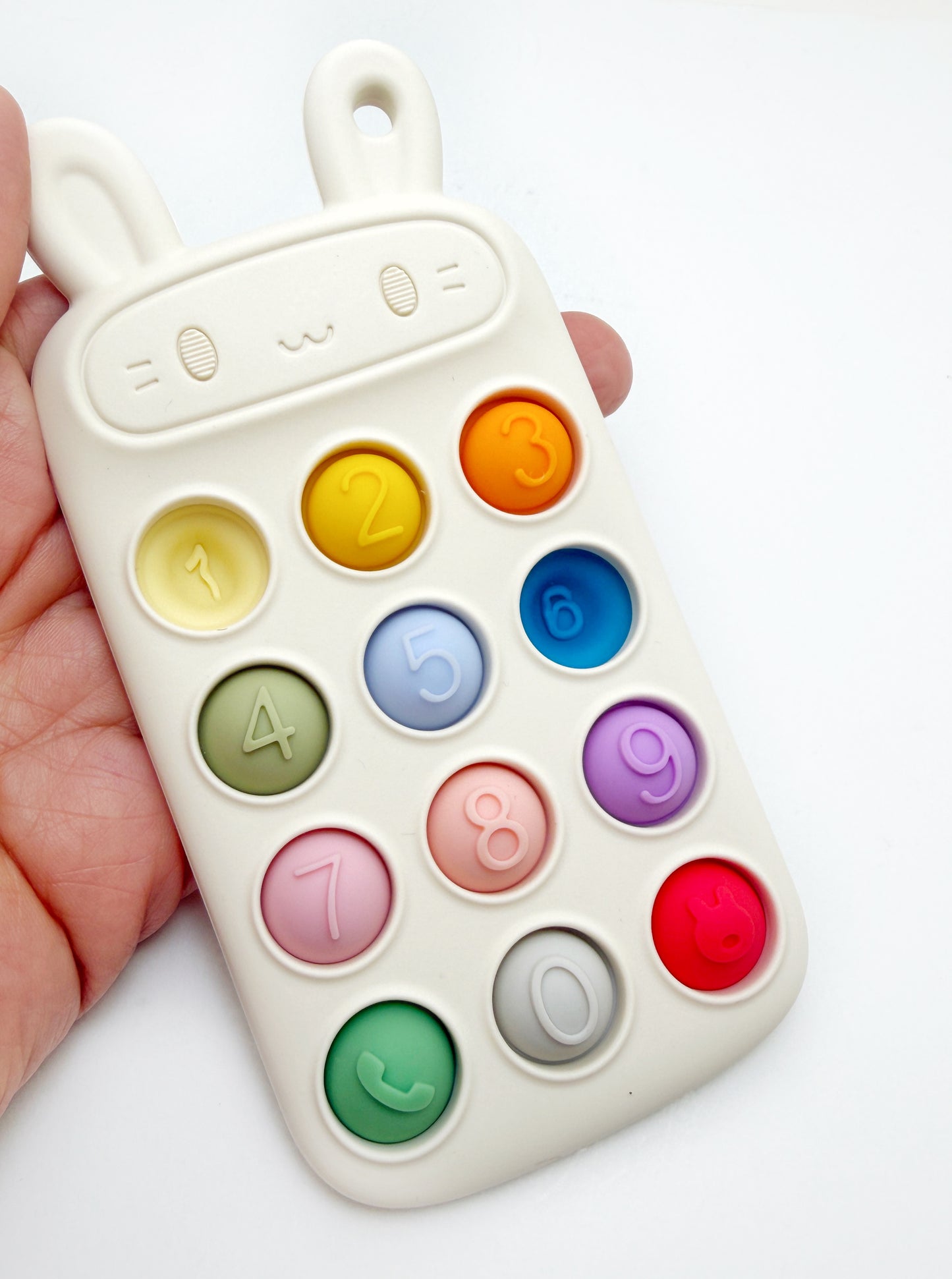 Bunny Phone Pop It Silicone Teether | Sensory Fidget Pendant