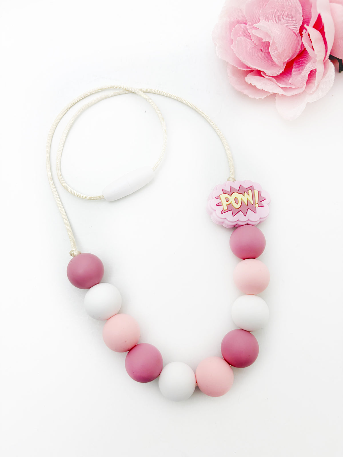 Pink POW Sensory Chew Necklace | Silicone Sensory Jewelry for Kids & Teens