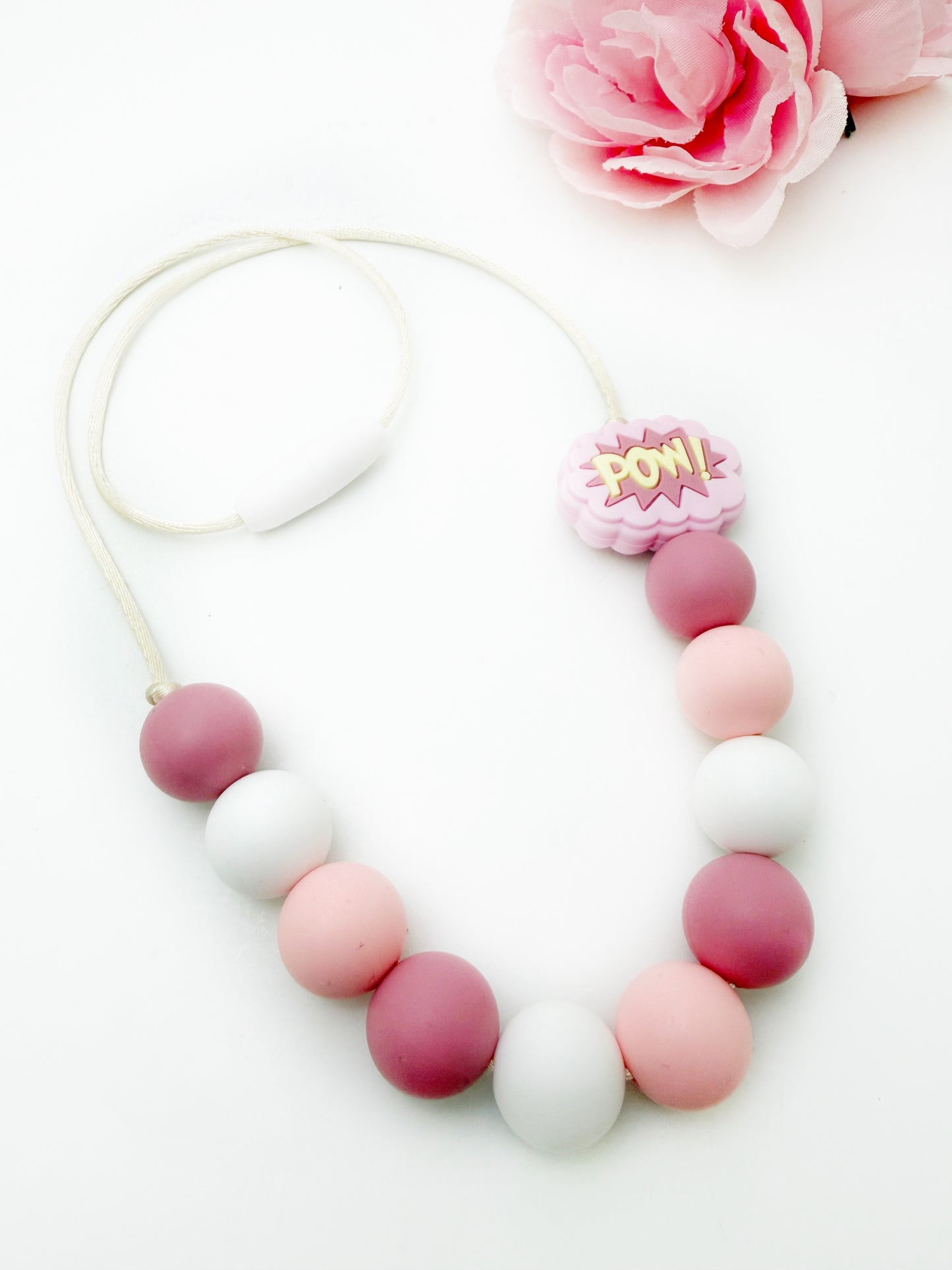 Pink POW Sensory Chew Necklace | Silicone Sensory Jewelry for Kids & Teens