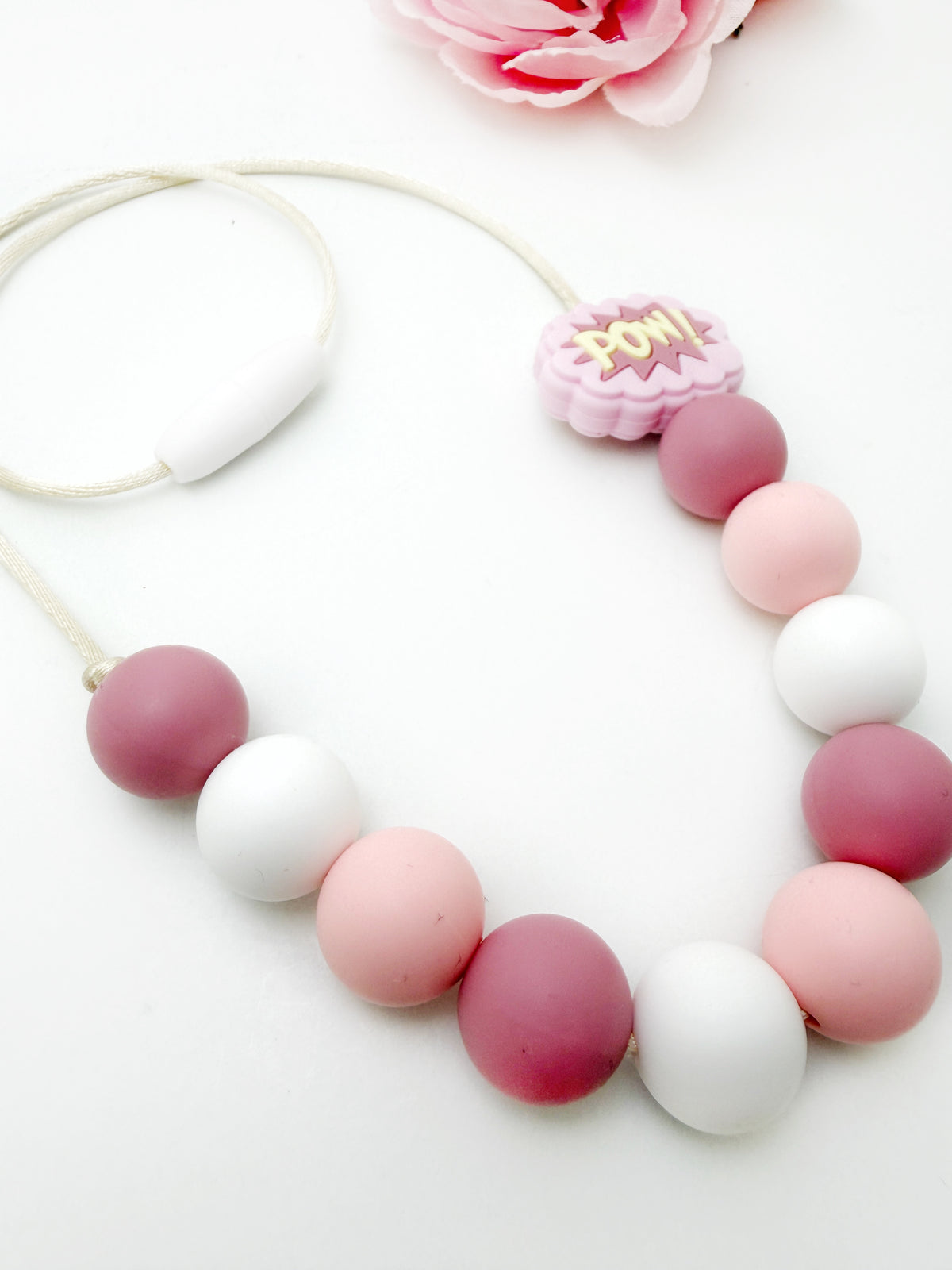 Pink POW Sensory Chew Necklace | Silicone Sensory Jewelry for Kids & Teens