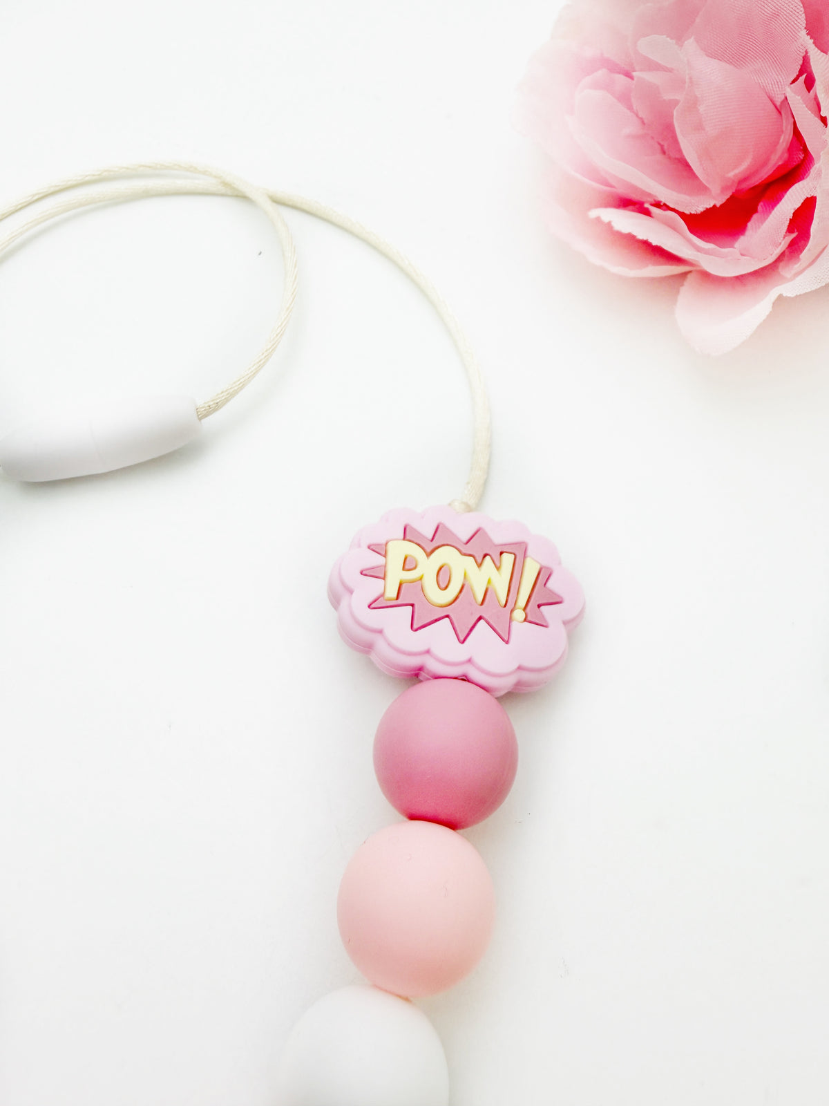 Pink POW Sensory Chew Necklace | Silicone Sensory Jewelry for Kids & Teens