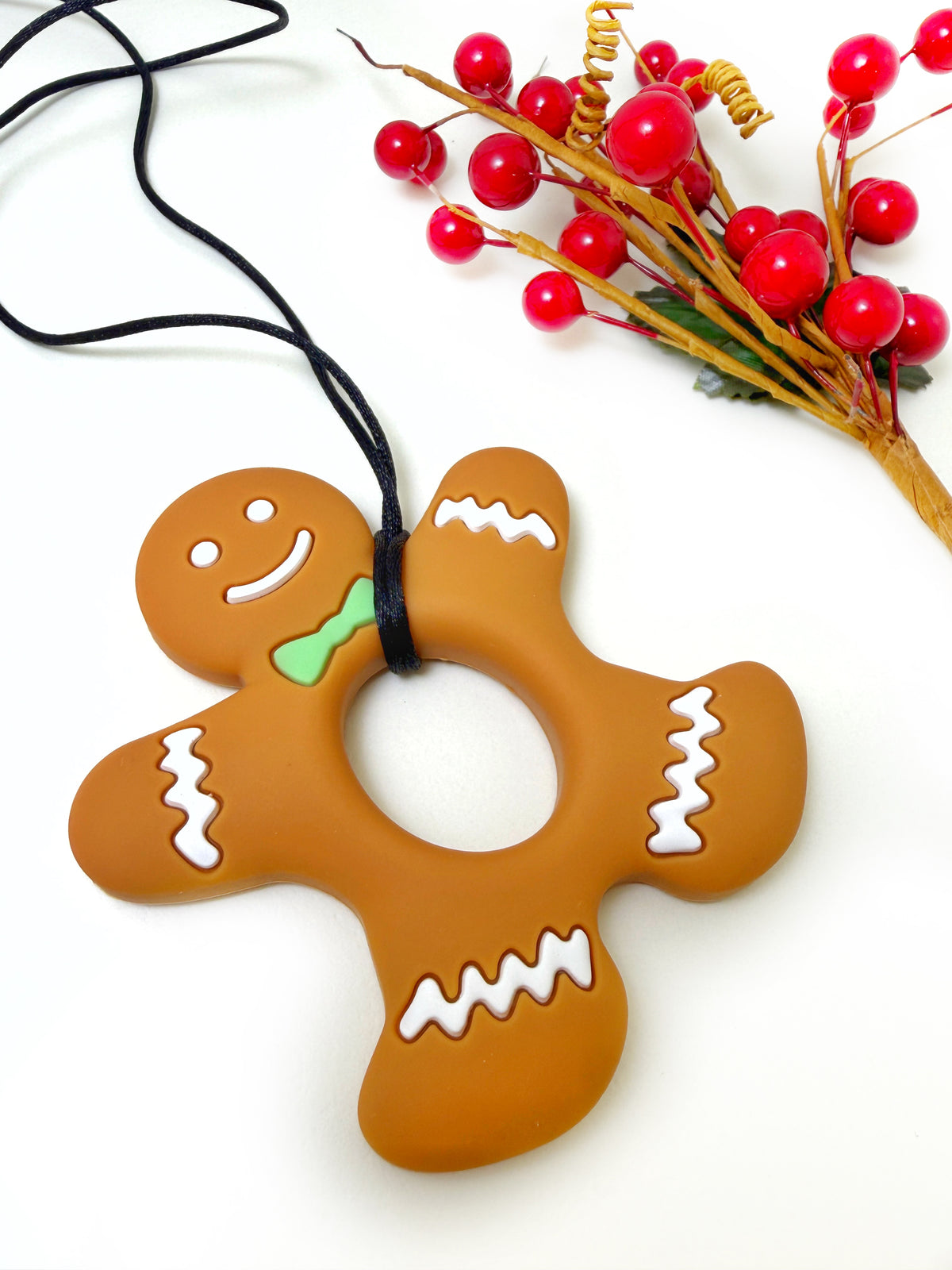 Christmas Gingerbread Cookie Teether: Festive Sensory Chew for New Moms & Babies