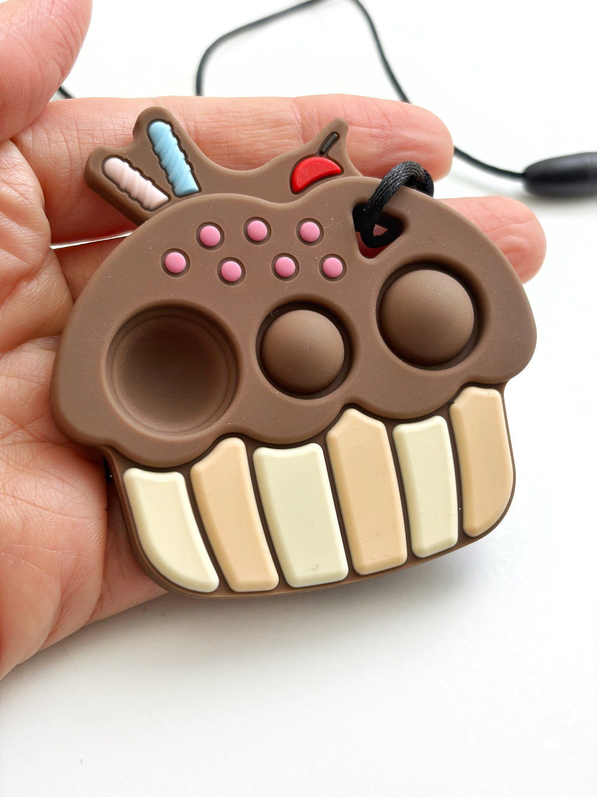 Chocolate Cupcake Pop It Sensory Pendant & Fidget Toy