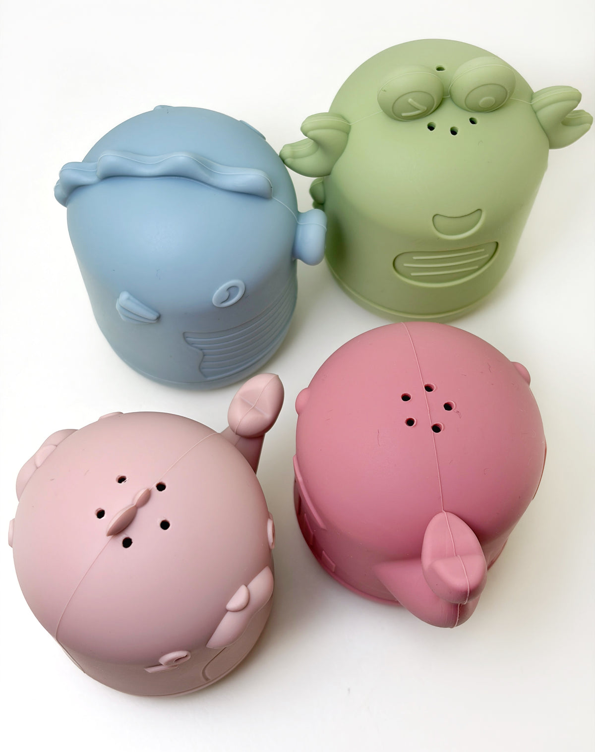 Gummy Chic Ocean Series four-piece silicone bath toy set with whale crab sea lion and seahorse”