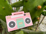 pink boom box silicone chew