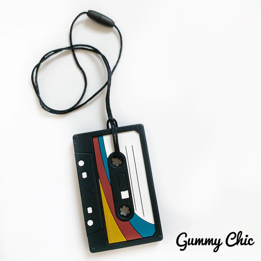 mix tape silicone teether as sensory pendant