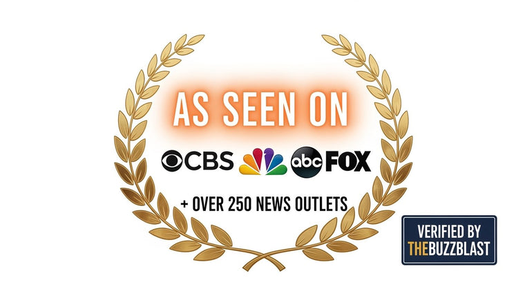 Logo with 'As Seen On' text and multiple news outlet logos on a white background