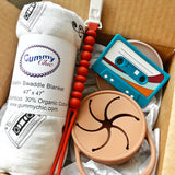 mix tape teething gift set with snack cup