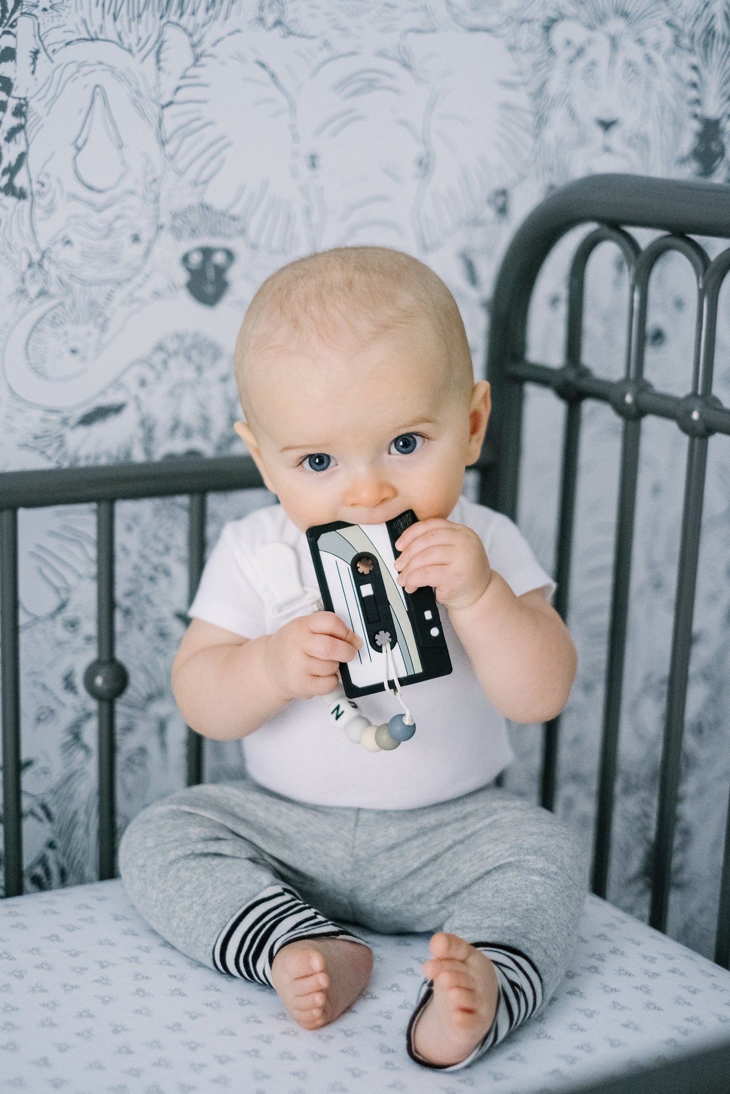Personalized Cassette Tape Teether - Limited Edition Baby Pacifier Clip & Teether Leash