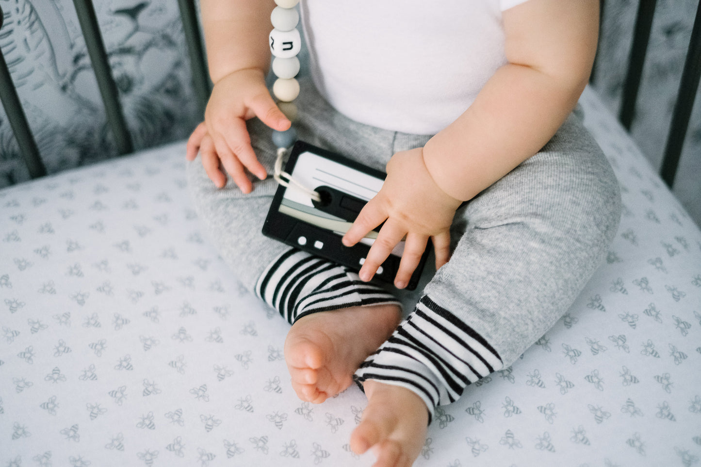 Personalized Cassette Tape Teether - Limited Edition Baby Pacifier Clip & Teether Leash
