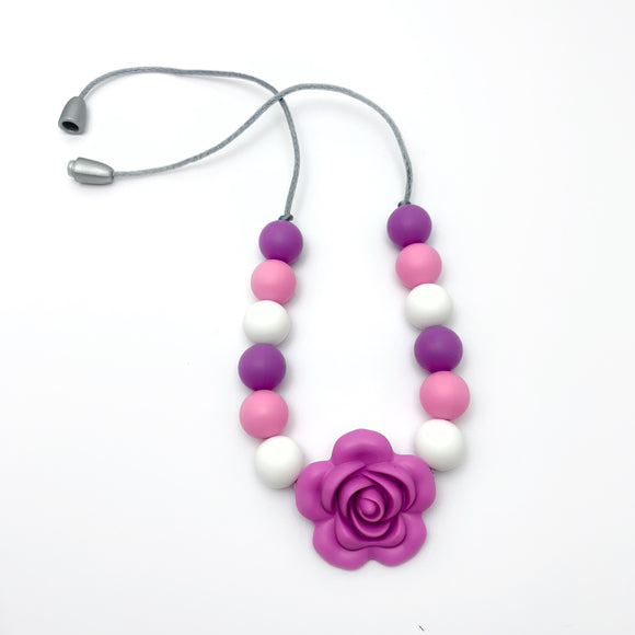 Purple rose chew necklace