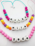 yellow silicone letter beads necklace