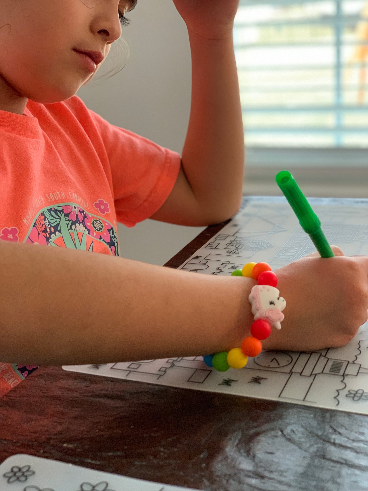 anxiety bracelet rainbow color unicorn silicone beads