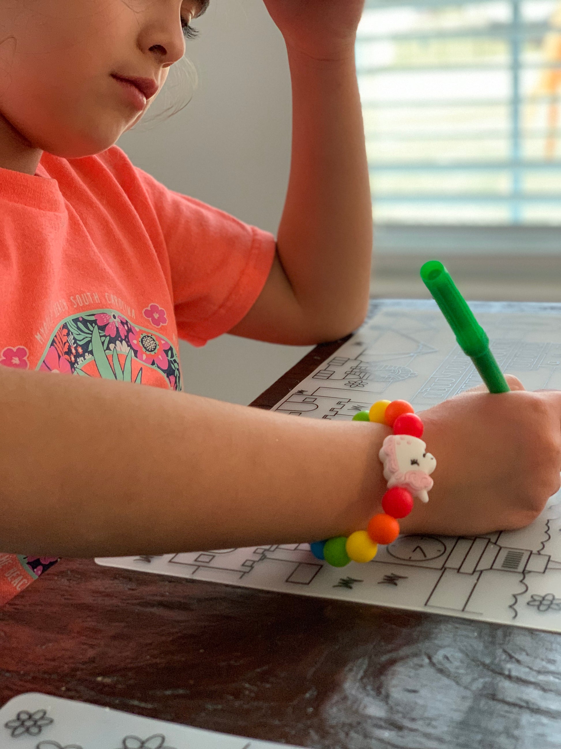 anxiety bracelet rainbow color unicorn silicone beads