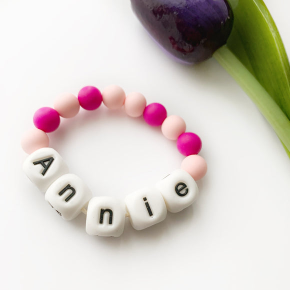 personalized silicone bracelet in pink