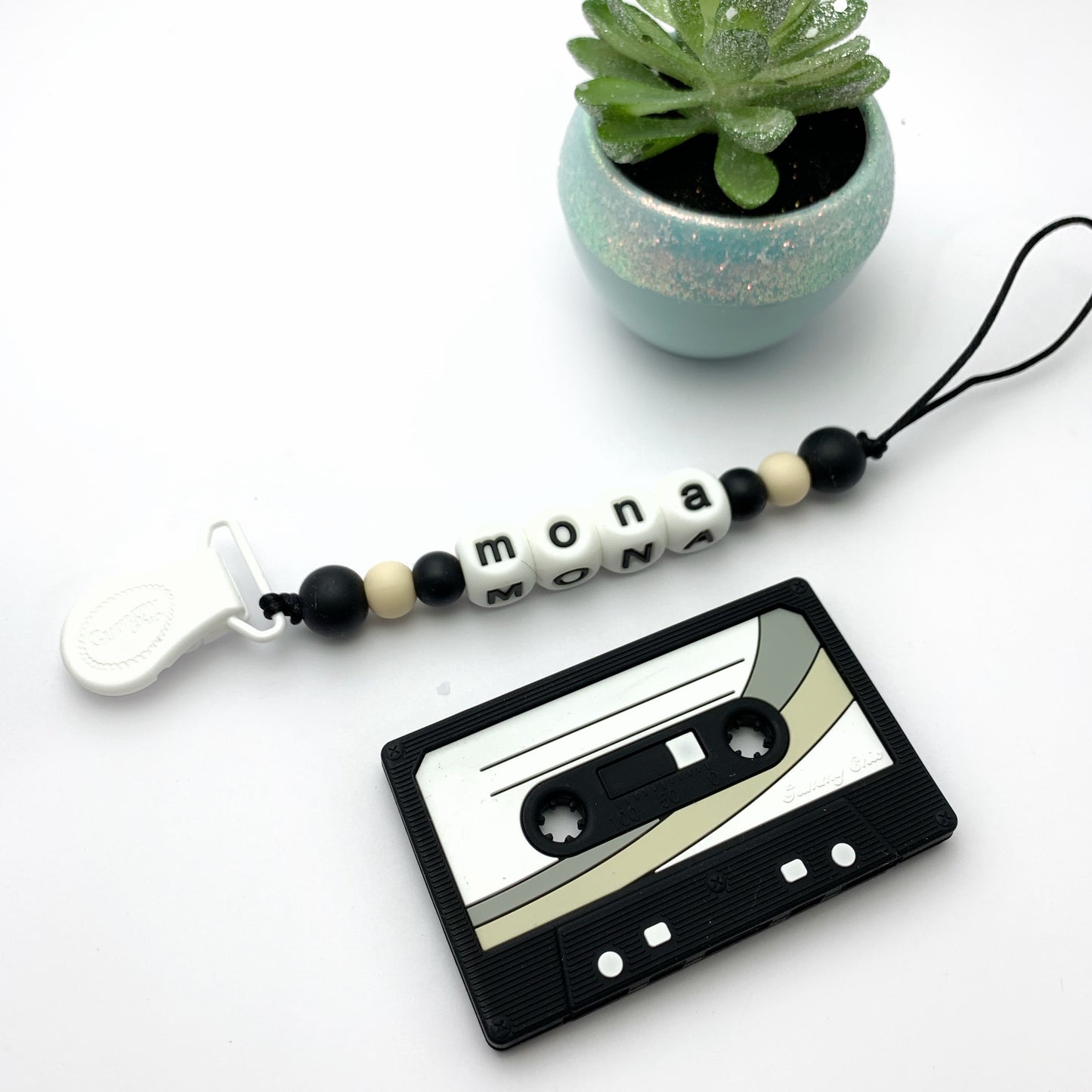 Personalized Cassette Tape Teether - Retro 80s & 90s Vibes for Teething Babies