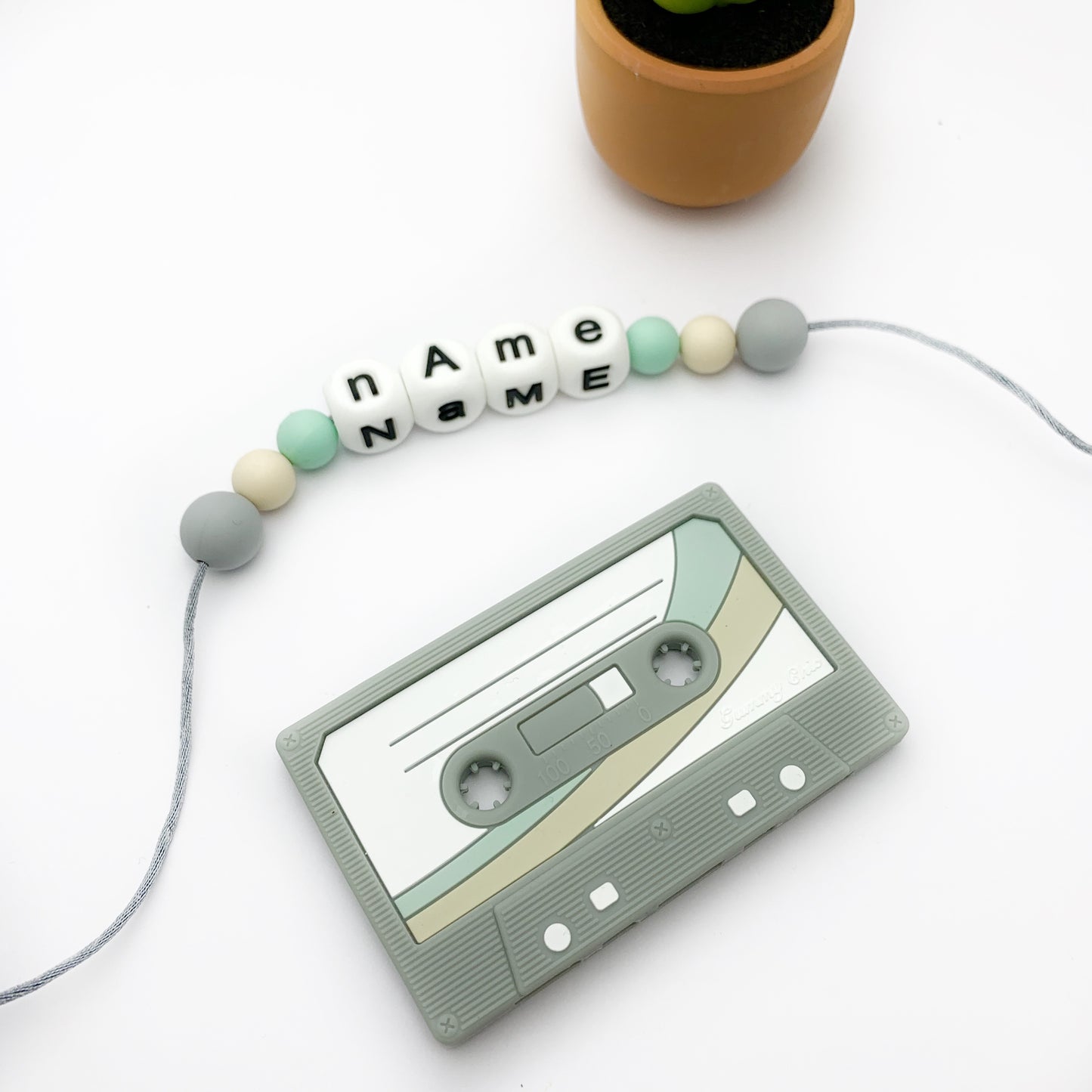 Personalized Cassette Tape Teether - Retro 80s & 90s Vibes for Teething Babies