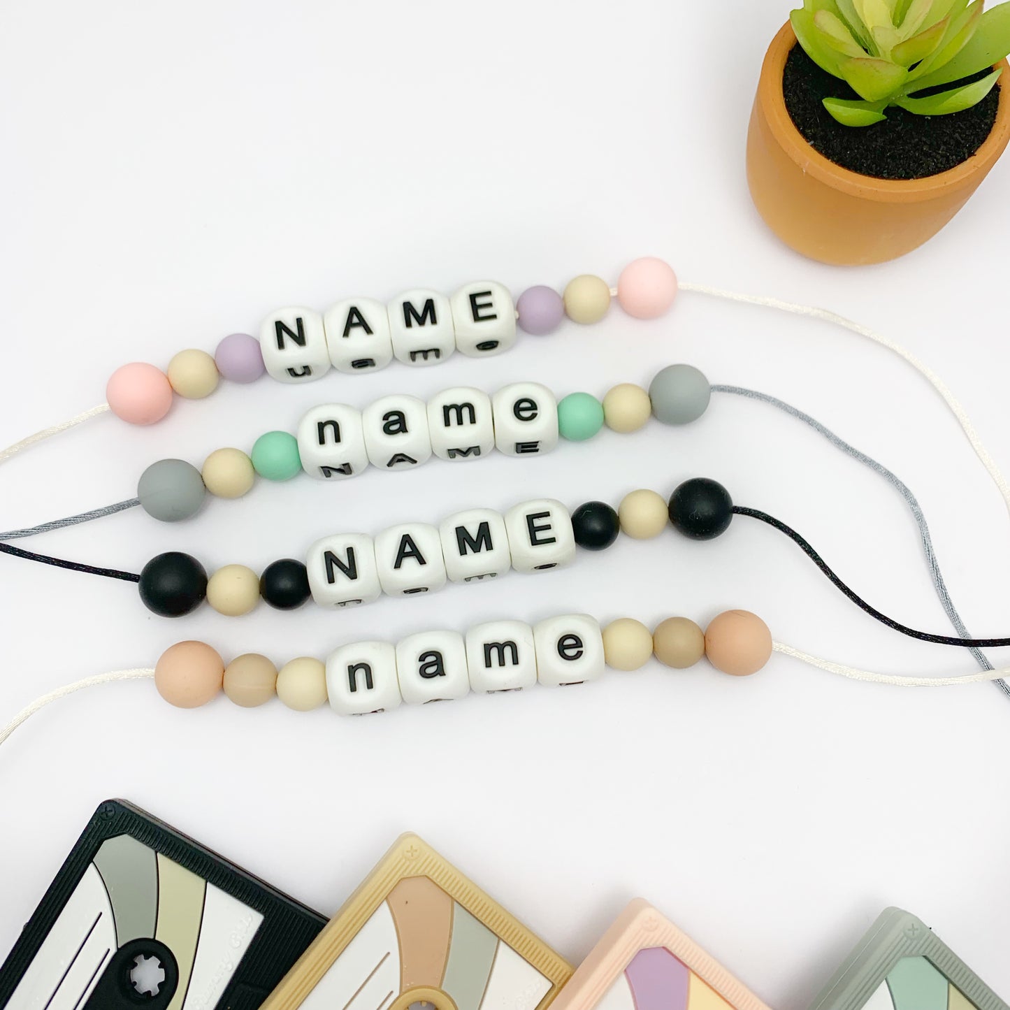 Personalized Cassette Tape Teether - Retro 80s & 90s Vibes for Teething Babies