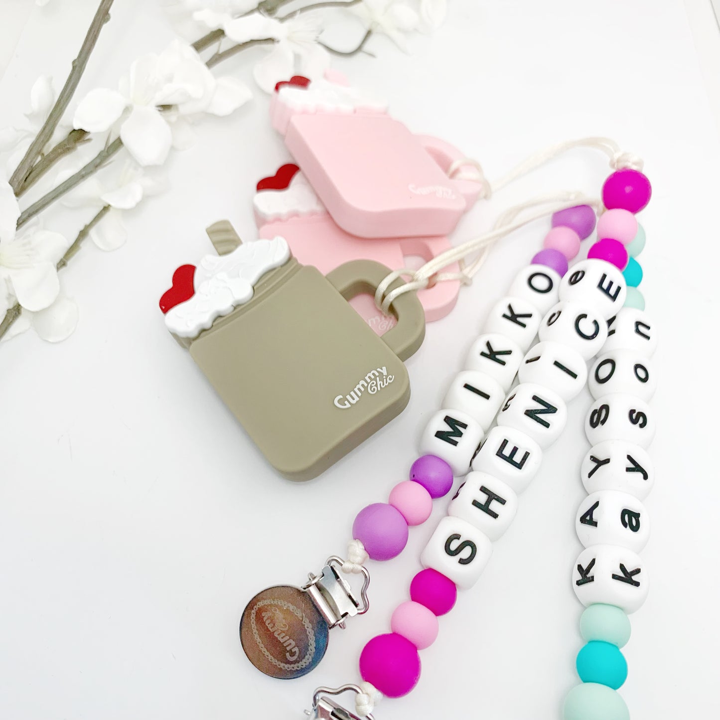 Customizable Milkshake Baby Teething Toy with Multi-Use Clip