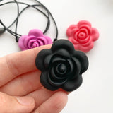 Black rose silicone chew necklace